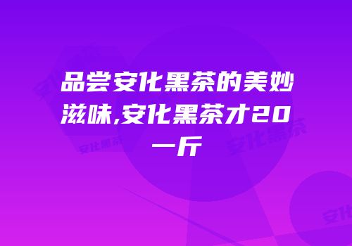 品尝安化黑茶的美妙滋味,安化黑茶才20一斤