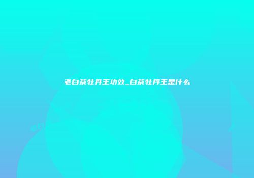 老白茶牡丹王功效_白茶牡丹王是什么