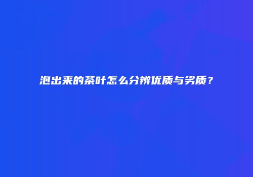 泡出来的茶叶怎么分辨优质与劣质？