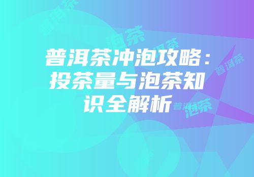 普洱茶冲泡攻略：投茶量与泡茶知识全解析