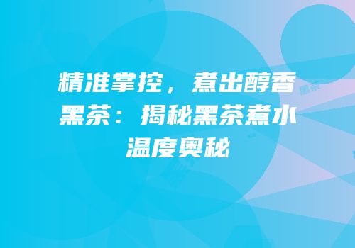 精准掌控，煮出醇香黑茶：揭秘黑茶煮水温度奥秘
