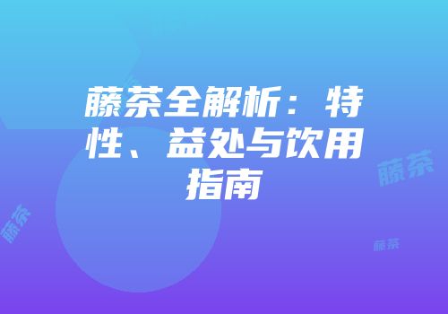 藤茶全解析：特性、益处与饮用指南