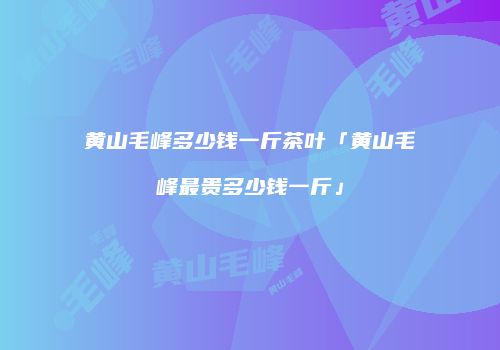 黄山毛峰多少钱一斤茶叶「黄山毛峰最贵多少钱一斤」