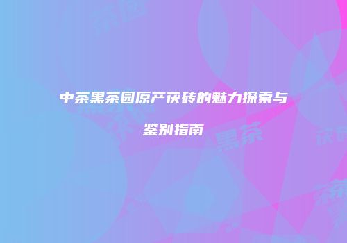 中茶黑茶园原产茯砖的魅力探索与鉴别指南