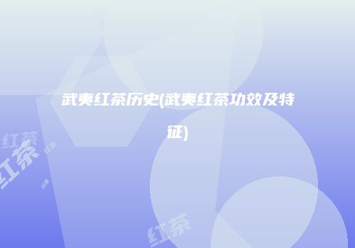 武夷红茶历史(武夷红茶功效及特征)