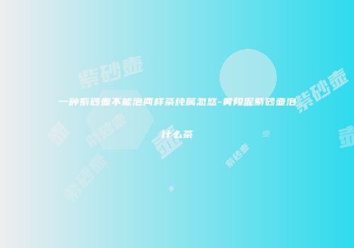 一种紫砂壶不能泡两样茶纯属忽悠-黄段泥紫砂壶泡什么茶