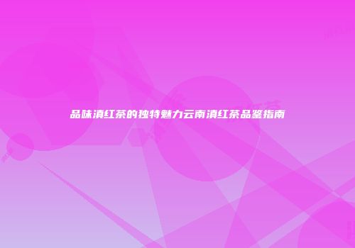 品味滇红茶的独特魅力云南滇红茶品鉴指南