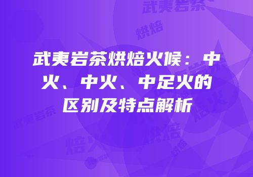武夷岩茶烘焙火候：中火、中火、中足火的区别及特点解析