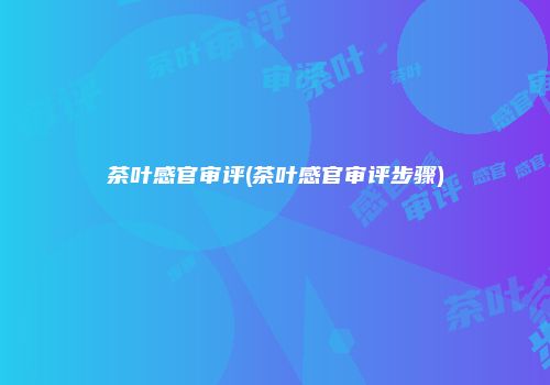 茶叶感官审评(茶叶感官审评步骤)