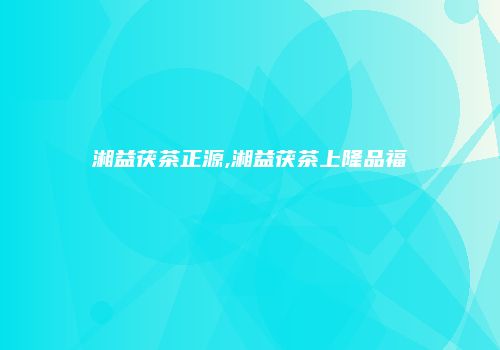 湘益茯茶正源,湘益茯茶上隆品福