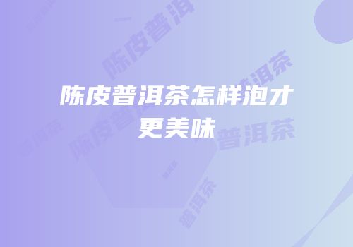 陈皮普洱茶怎样泡才更美味