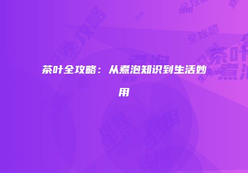 茶叶全攻略：从煮泡知识到生活妙用