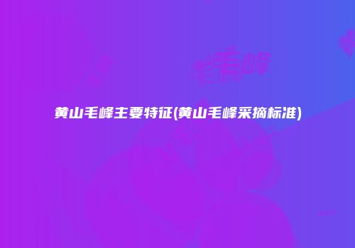 黄山毛峰主要特征(黄山毛峰采摘标准)