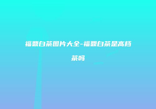 福鼎白茶图片大全-福鼎白茶是高档茶吗