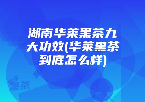 湖南华莱黑茶九大功效(华莱黑茶到底怎么样)