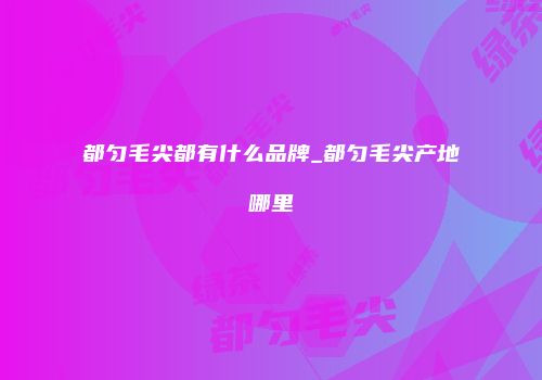 都匀毛尖都有什么品牌_都匀毛尖产地哪里