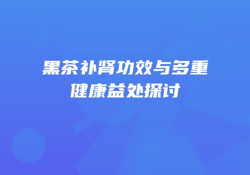 黑茶补肾功效与多重健康益处探讨