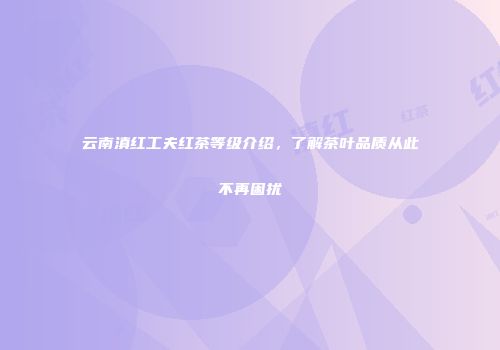 云南滇红工夫红茶等级介绍，了解茶叶品质从此不再困扰