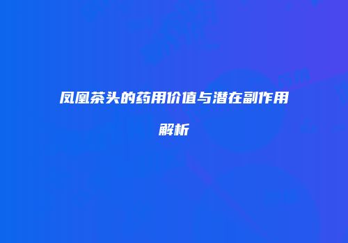 凤凰茶头的药用价值与潜在副作用解析