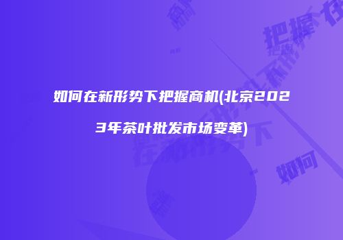 如何在新形势下把握商机(北京2023年茶叶批发市场变革)