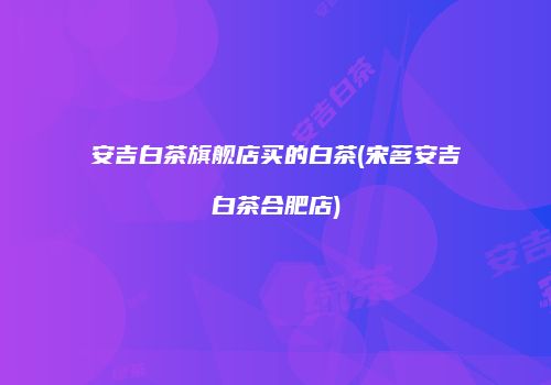 安吉白茶旗舰店买的白茶(宋茗安吉白茶合肥店)