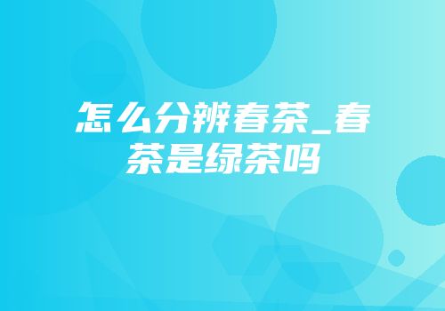 怎么分辨春茶_春茶是绿茶吗
