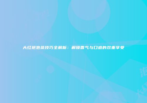 大红袍泡茶技巧全解析：解锁香气与口感的双重享受