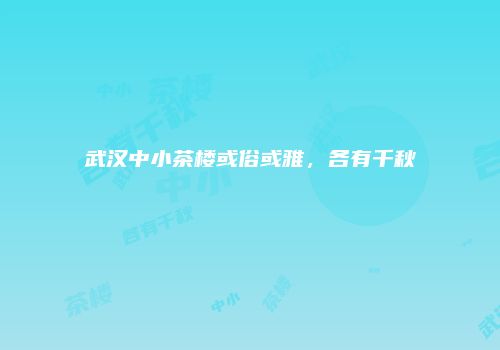 武汉中小茶楼或俗或雅，各有千秋