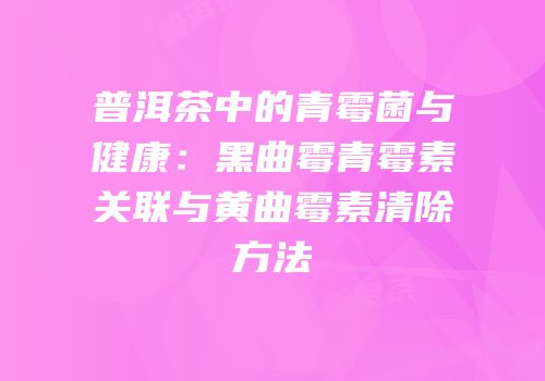 普洱茶中的青霉菌与健康：黑曲霉青霉素关联与黄曲霉素清除方法