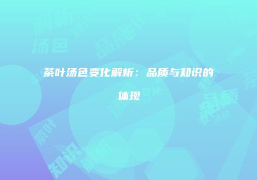 茶叶汤色变化解析：品质与知识的体现