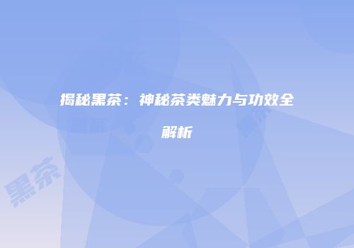 揭秘黑茶：神秘茶类魅力与功效全解析