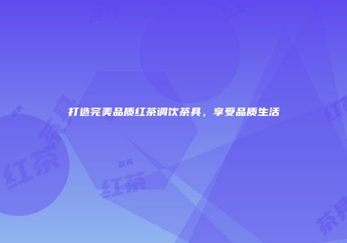 打造完美品质红茶调饮茶具，享受品质生活