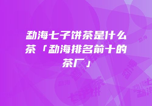 勐海七子饼茶是什么茶「勐海排名前十的茶厂」