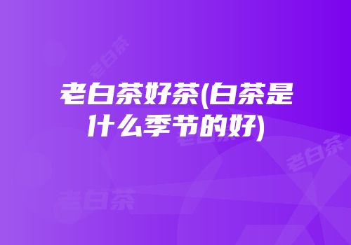 老白茶好茶(白茶是什么季节的好)