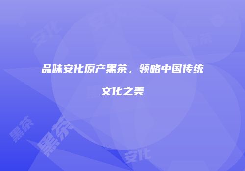 品味安化原产黑茶，领略中国传统文化之美