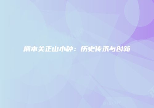 桐木关正山小种：历史传承与创新