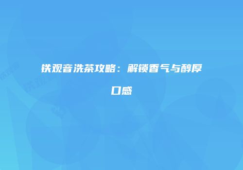 铁观音洗茶攻略：解锁香气与醇厚口感