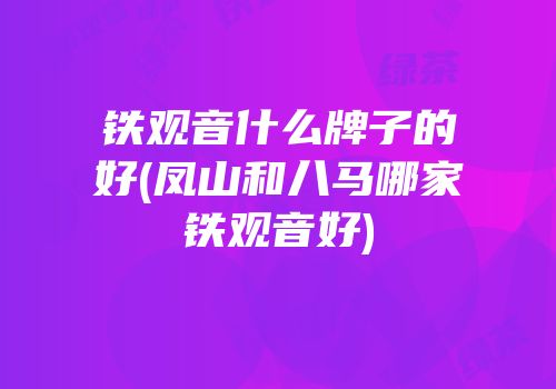 铁观音什么牌子的好(凤山和八马哪家铁观音好)