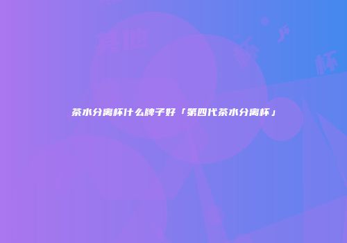 茶水分离杯什么牌子好「第四代茶水分离杯」