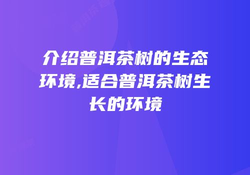 介绍普洱茶树的生态环境,适合普洱茶树生长的环境