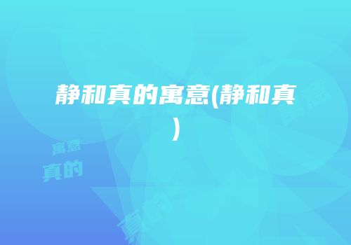 静和真的寓意(静和真)