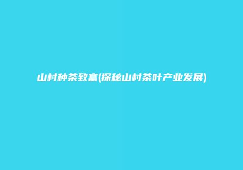 山村种茶致富(探秘山村茶叶产业发展)