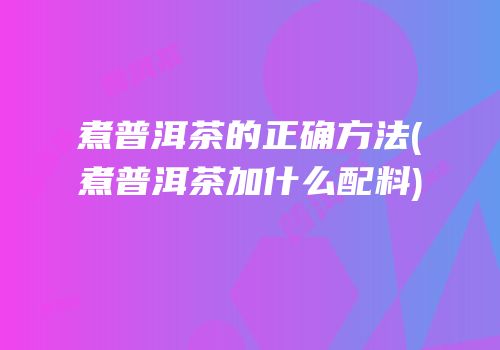 煮普洱茶的正确方法(煮普洱茶加什么配料)