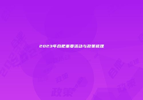 2023年合肥重要活动与政策梳理
