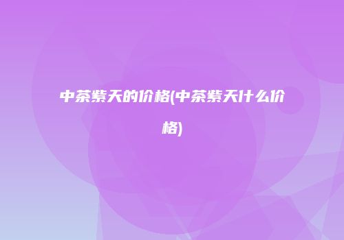 中茶紫天的价格(中茶紫天什么价格)
