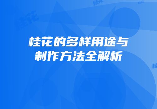桂花的多样用途与制作方法全解析
