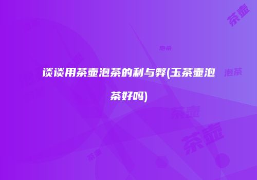 谈谈用茶壶泡茶的利与弊(玉茶壶泡茶好吗)