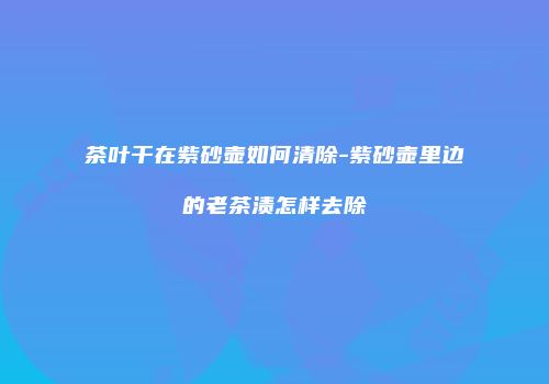 茶叶干在紫砂壶如何清除-紫砂壶里边的老茶渍怎样去除