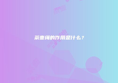 茶壶绳的作用是什么？