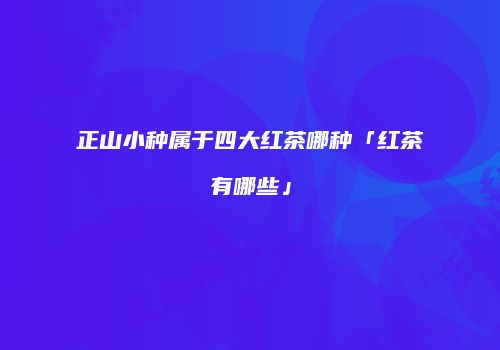 正山小种属于四大红茶哪种「红茶有哪些」